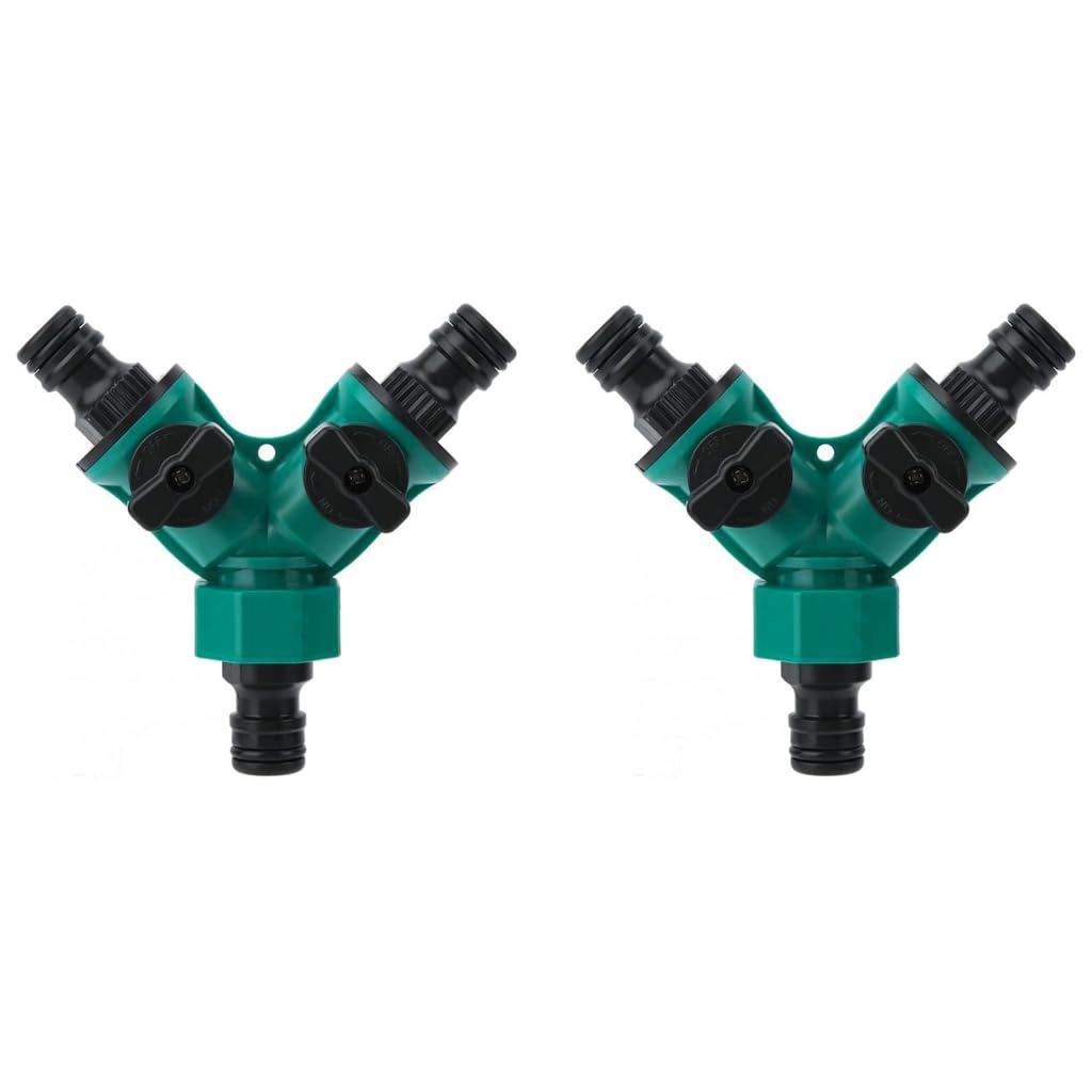 HASTHIP Hose Splitter 2 Way for Garden Irrigation with Separate Switch | 2 Pcs Leak-Proof Plastic Connector