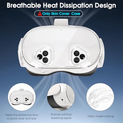 HASTHIP® Skin Cover for Meta Quest 3s VR Headset Fashion Transparent TPU Protector Cover Snug-fit Anti-scratch VR Headset Cover, For Meta Quest 3S VR Accessories, Only Cover