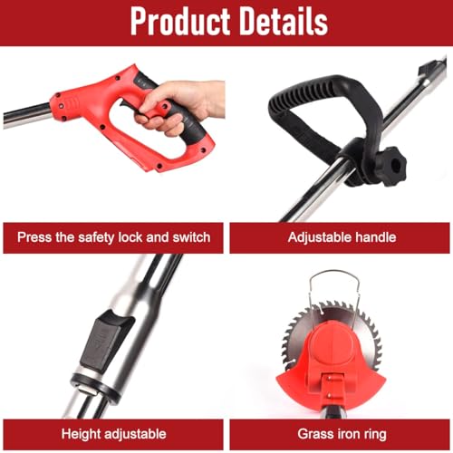 HASTHIP® Garden Electric Weed Eater - 24V Electric Cordless Grass Cutter/Brush Cutter Machine - Retractable Grass Trimmer with Blades - Electric Grass Cutter Machine for Garden (No Battery/Charger)