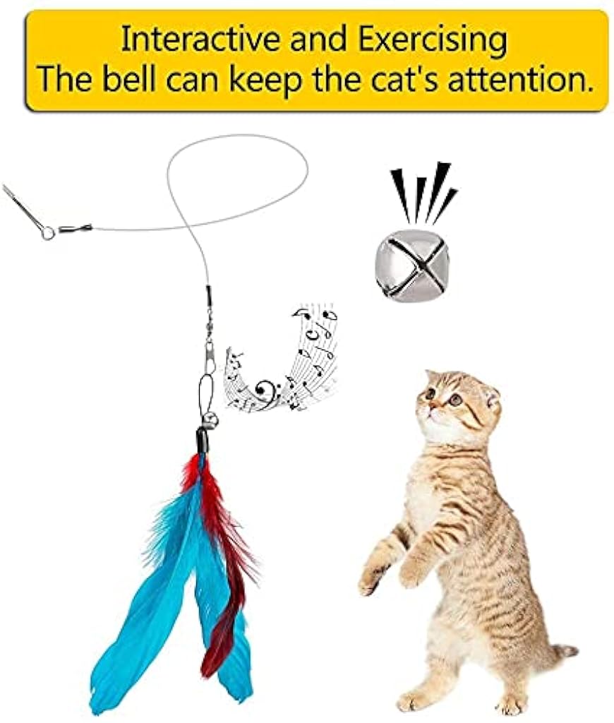 HASTHIP® Cat Toys - Interactive 11 Piece Cat Toy Set with Retractable Wands and Feather Worm Toys - Kitten Toys Variety of Vibrant Colours - Activity Toys to Exercise Cats and Kittens