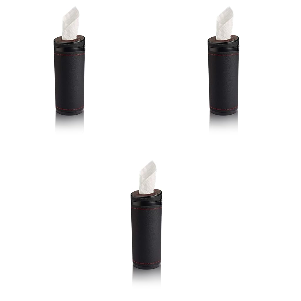 HASTHIP Car Tissue Paper Holder for Cup Holder Use with 2.75 in Cylinder PU Leather Box 3PCS