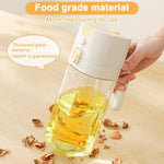 HASTHIP® 2 in 1 Olive Oil Sprayer for Cooking, Light-Blocking Olive Oil Dispenser Bottle for Kitchen Gadgets, 580ml Dark Amber Glass Brown Bottle