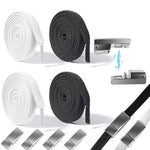 HASTHIP® 2 Pairs Lock Shoelaces Without Ties Flat Elastic Laces Sneakers Boots No Tie Shoelace Rubber Bands For Shoes Accessories(Black+White)