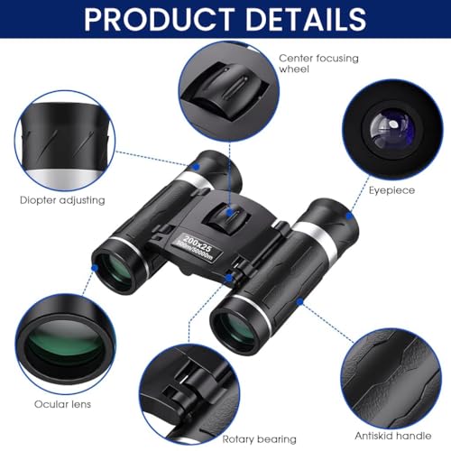 HASTHIP® Mini Binoculars for Adult & Kids Compact High-Powered HD Vision Pocket Telescope for Outdoor Travel Stargazing Concerts Sports (200x25)