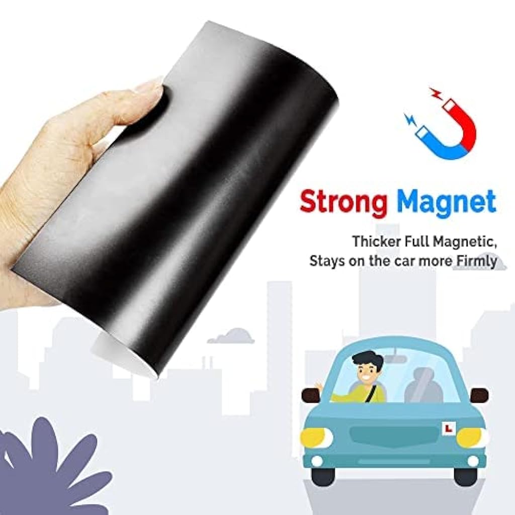 HASTHIP® 2PCS Imanes Magnéticos Reflectantes para Coche 7'' Placa de Aprendizaje L Reutilizable,Señal de Conductor Novel Seguridad Vehicular,Fácil Quitar Alta Visibilidad Día y Noche