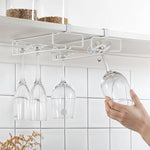HASTHIP® 2 Pack Wine Glass Rack Cup Upside Down Hanging Holder Organizer Hangers for Overhead Cabinet Wall Mounted Stemware Holder for Bar 2 PCS
