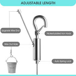 HASTHIP® 2Pcs Hooks for Picture, Artworks, Clothes, Plants Pots, 1m Adjustable Picture Hanging Wire, Heavy Duty Thicken Stainless Steel Wire for Hanging (Under 50kg)