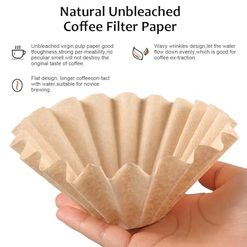 HASTHIP® 100 Count Basket Coffee Filters,Natural Unbleached Disposable Coffee Filter Paper for Drip and Pour Over Maker,Basket Shape Fits 8-12 Cup Brewers