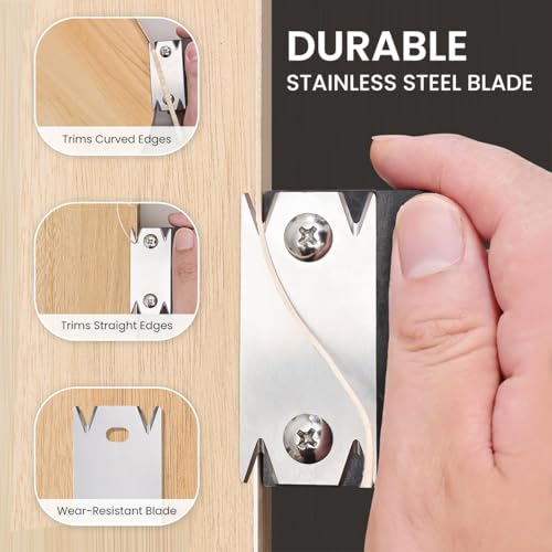 HASTHIP® Woodworking Edge Trimmer, Hand Planer Edge Bander for Burrs, Edge Corner Planer, Wood Chamfering Fillet Scraper, Stainless Steel Blade Veneer Edge Trimmer Deburring Tool Edge Banding Cutter