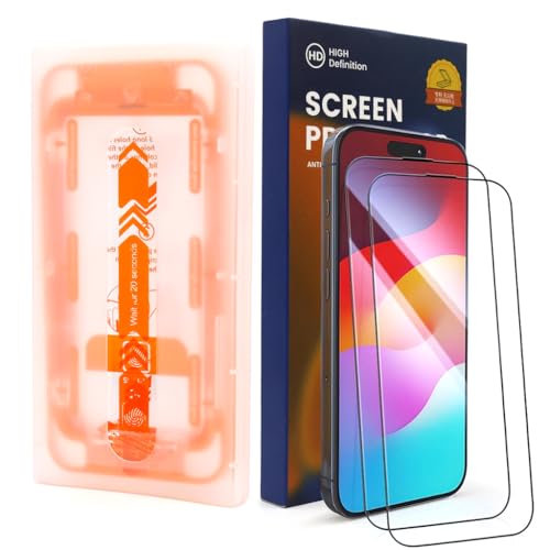 HASTHIP® Compatible with iPhone 13 2pcs HD Screen Protectors Anti-scratch Tempered Glass Screen Protector with Screen Alignment Tool & Accessories Pack