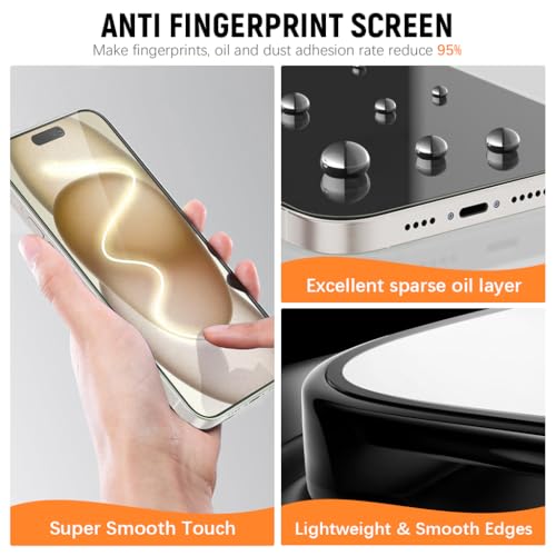 HASTHIP® Privacy Screen Protector for iPhone 16 Pro Tempered Glass Easiest 2-Step Installation Auto-Alignment HD Screen Protector Kit with 2 Pieces Screen Protectors and Accessories
