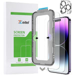 HASTHIP® Tempered Glass Suitable for iPhone 15 Pro Max 6.7 Inch with Anti Fingerprint Screen Protector Auxiliary Installation Kit 2 Scratch Resistant Screen Protectors and 1 Lens Protector
