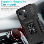 HASTHIP® Phone Case for iPhone 15 Max Multifunctional Phone Cover with Folding Phone Ring Grip & Sliding Camera Cover, PC Anti-scratch Phone Case for iPhone 15 Max6.7 inch