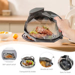 HASTHIP® Microwave Cover for Food 11.8 Inch, Microwave Splatter Guard Dome Lid with Handle and Steam Vent, Clear Plate Cover with Water Storage Box, BPA-Free Kitchen Accessories (Grey)