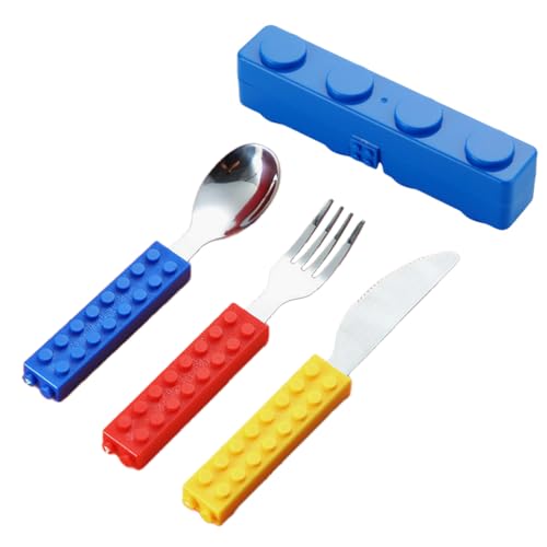 HASTHIP® Set of 3 Interlocking Block Kids Silverware-Non-BPA