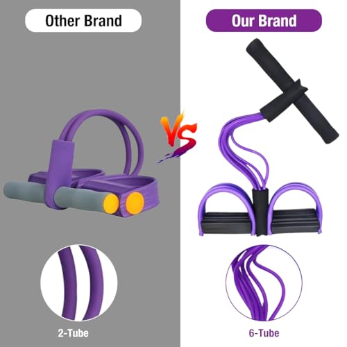HASTHIP® 6-Tube Natural Latex Tension Rope Resistance Band Set for Workout, Home Gym & Stretching, Durable NBR Material, Non-Slip Foam Pedals & Handles, Portable Fitness Equipment for Men & Women
