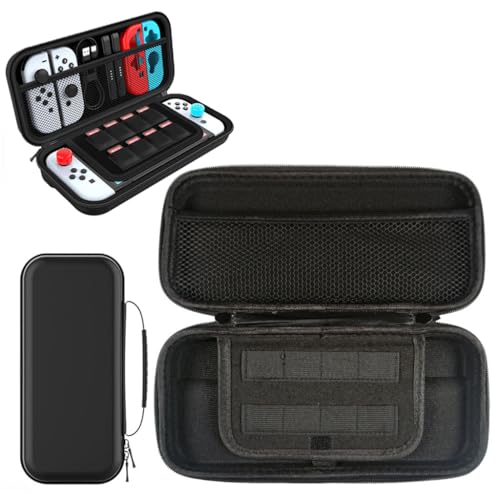 HASTHIP® ZORBES Hard EVA Travel Carrying Case for Switch/Switch OLED,Shockproof Gamepad Organizer Bag,Portable Storage Compatible with Switch Accessories 8 Game Card Slots Waterproof Anti