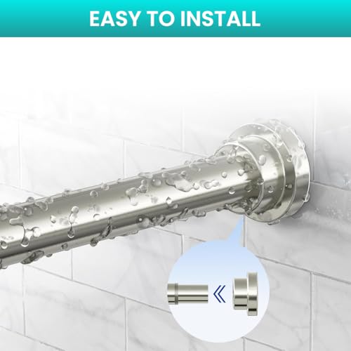 HASTHIP® Retractable Shower Curtain Rod 85-140cm, Heavy-Duty 22mm Stainless Steel, Adjustable Tension No Drill, Rustproof Window Wardrobe Room Divider Rod, Multi-Purpose Telescopic Hanging Bar