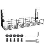 HASTHIP® Under Desk Organizer Cable Organizer No Drill Carbon Steel Wire Organizer Power Extension Holder Cable Organizer Removable Utility Under Desk Wire Organizer, 40x13x15cm