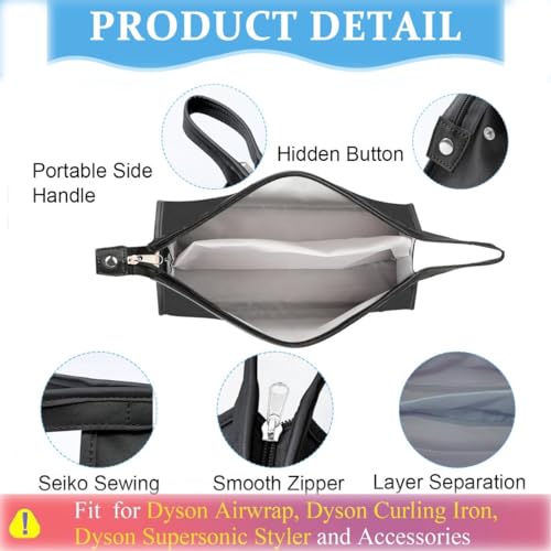 HASTHIP® PU Leather Travel Case Compatible with Airwrap Styler/Shark Flexstyle, Portable Carrying Case for Supersonic Hair Dryer, Shockproof Protection Organizer Bag Travel Storage Bag