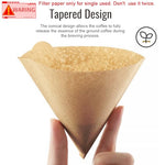 HASTHIP® 100 Count V60 Coffee Filter Paper,Natural Unbleached Cone Filters for Pour Over and Drip Coffee Maker,Disposable Filters Fits 2-4 Cup Dripper