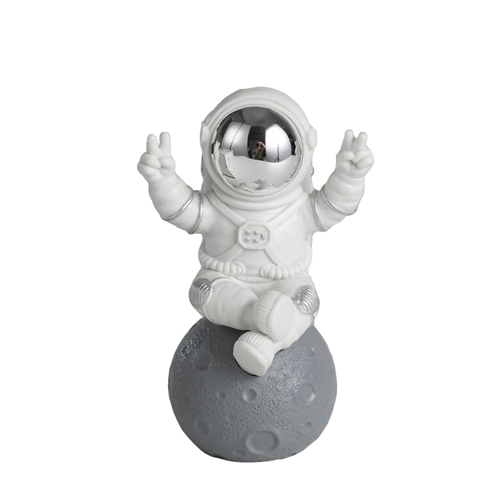 HASTHIP® Astronaut Figurine Sculpture – Space Theme Collectible Toy, Modern Home Decor Statue, Unique Astronaut Ornament for Desk, Shelf, Office, Gift for Space Lovers
