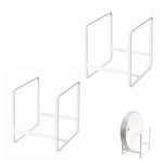 HASTHIP® Dish Drying Rack Organizer for Kitchen Counter and Cabinets, 2-Tier Plate Bowl Cup Holder Stand with Draining Board, Stainless Steel Dish Drainer for Storage and Display - White