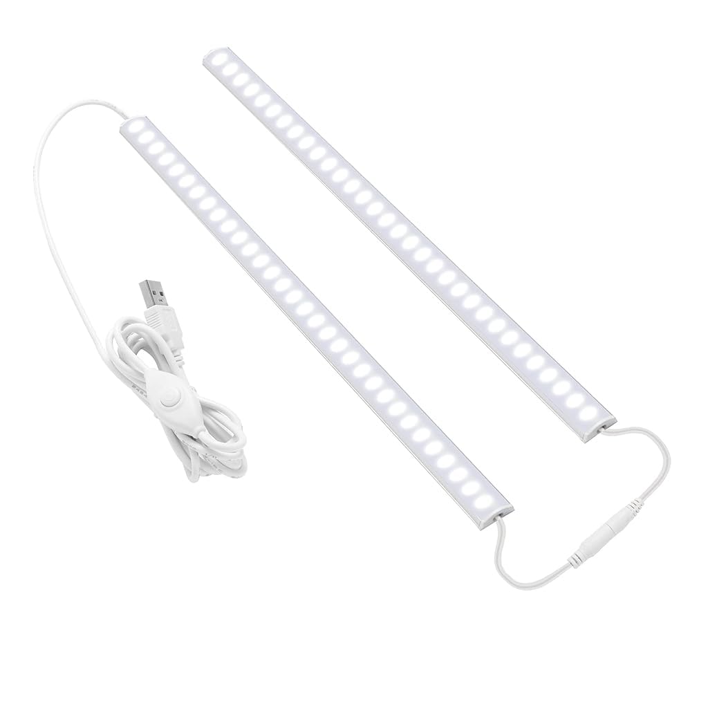 HASTHIP® Luz LED Debajo del Gabinete Enchufable,2 Barras de Luz de 12 Pulgadas Regulables,6000K Blanco Frío con Función Memoria USB Vinculable para Cocina Escritorio y Armario