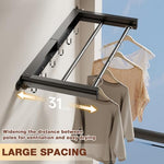 HASTHIP® Folding Bathroom Towel Rack Dual Row Laundry Rack with 6 Hooks, No Drill Aluminum Steel Wall Hanging Storage Rack Fashion Minimalist Utility Storage Rack for Bathroom, Balcony, 30.8x70cm