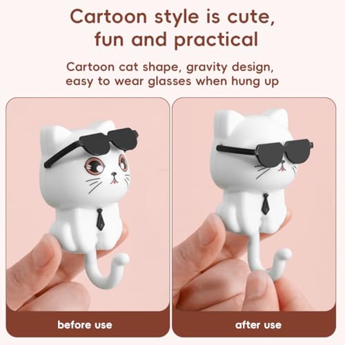 HASTHIP® 9PCS Cat Wall Hooks PVC Cartoon Tail Adhesive Towel Home Decor Utility for Kitchen Wardrobe Door Bathroom