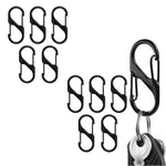 HASTHIP® Dual Hook S Carabiners, Quick Release Design, Heavy-Duty Zinc Alloy, Versatile For Backpack, Camping, Organizing, Multi-Purpose Durable S Hooks - Outdoor Gear Essentials (10 Pcs)-Black