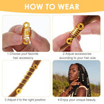 HASTHIP® Marca 259 Piezas Accesorios para Cabello Trenzado,Anillos de Trenza,Decoraciones de Metal Dorado y Plateado Cuentas para Dreadlocks Cuffs y Clips Trenzas Extensiones Joyas Mujeres Niñas Bod