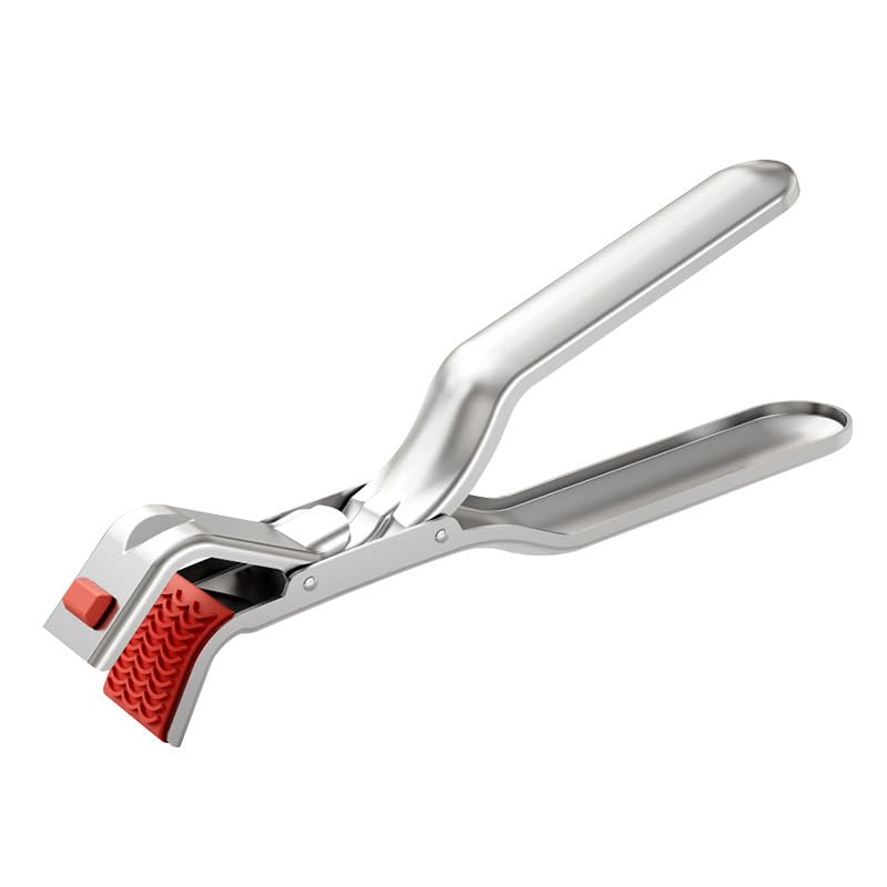 HASTHIP® Tongs For Hot Utensils - Anti-Scald Multi-Purpose Tongs for Microwave, Oven, Air Fryer, Steamer, Pots & Bowls, Ergonomic Non-Slip Design for Secure Grip & Heat Protection-Silver