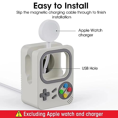HASTHIP® Silicone Charging Stand Compatible with Apple Watch Ultra/SE/Series 9/8/7/6/5/4/3/2/1, Retro Cartoon Magnetic Wireless Charger Holder Dock, Nightstand Mode Organizer