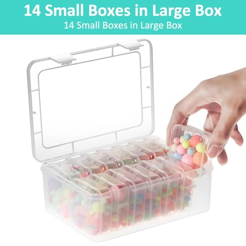 HASTHIP® 15 Pcs Transparent Jewelry Organizer Box Set Plastic Storage Cases for Earrings Ear Studs Rings Necklace Multi Purpose Small Storage Case for DIY Crafting Beading Diamond Painting X3