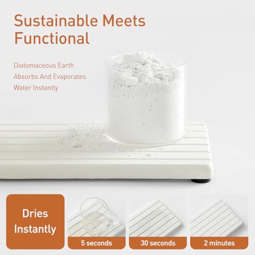 HASTHIP® Water Absorbent Diatomite Coasters - Heat Resistant Non Slip Holder, Water Absorbing Mat for Hand Soap, Plants, Toiletries, Bathroom Sink Water Absorption Pads Bathroom