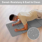 HASTHIP® Portable Folding Yoga Mat with Carry Bag TPE Yoga Mat Anti-slip 5mm Thicken Fitness Yoga Mat for Men Women Pilates Mat for Home Workout, Gym, Travel, 72x24 inches, Grey