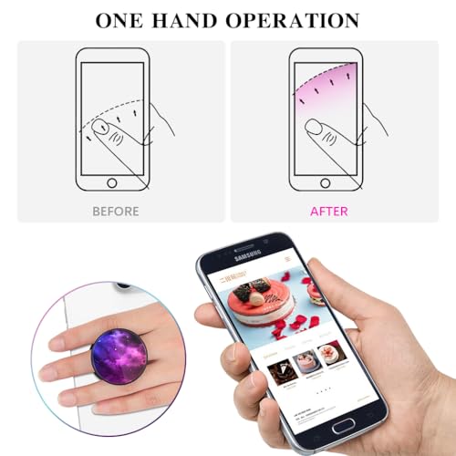 HASTHIP® Phone Grip for Phone Case 2 in 1 Folding Phone Grip Phone Stand Dreamy Purple Nebula Fashion Phone Grip, 1.57 inches Round Self Adhesive Phone Grip Phone Stand