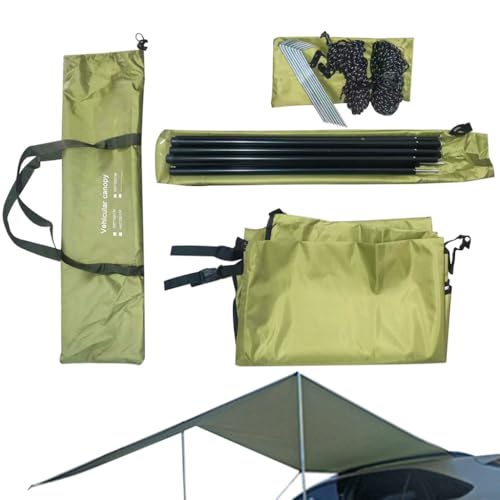 HASTHIP® Foldable Car Awning Sun Shelter Tent, 118x78 Inches Military Green, Waterproof Camping Tarp with UPF 50+ UV Protection, Portable SUV Canopy with Storage Bag for Outdoor Travel Adventures