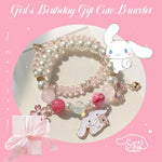 HASTHIP® Pearl Crystal Bracelet for Girls Kids, Cute Cinnamoroll Crystal Bead Bracelet for Kids Girls, 2-Layer Cartoon Elastic Kids Girls Bracelet Children's Day Christmas Gifts