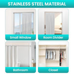 HASTHIP® Retractable Shower Curtain Rod 85-140cm, Heavy-Duty 22mm Stainless Steel, Adjustable Tension No Drill, Rustproof Window Wardrobe Room Divider Rod, Multi-Purpose Telescopic Hanging Bar