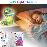 HASTHIP® 4.3 Inch Glowing Dinosaur Painting Kit for Kids, DIY Art Craft Set with 12 Colors, 2 Brushes, Creative Birthday Gift for Early Learning and Kindergarten