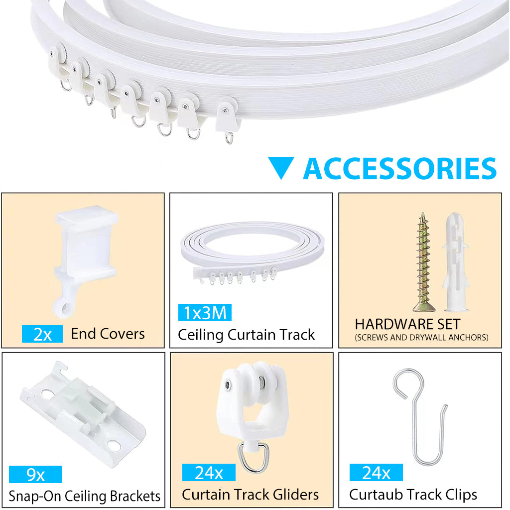 HASTHIP® 9.6ft/3m Flexible Ceiling Curtain Track