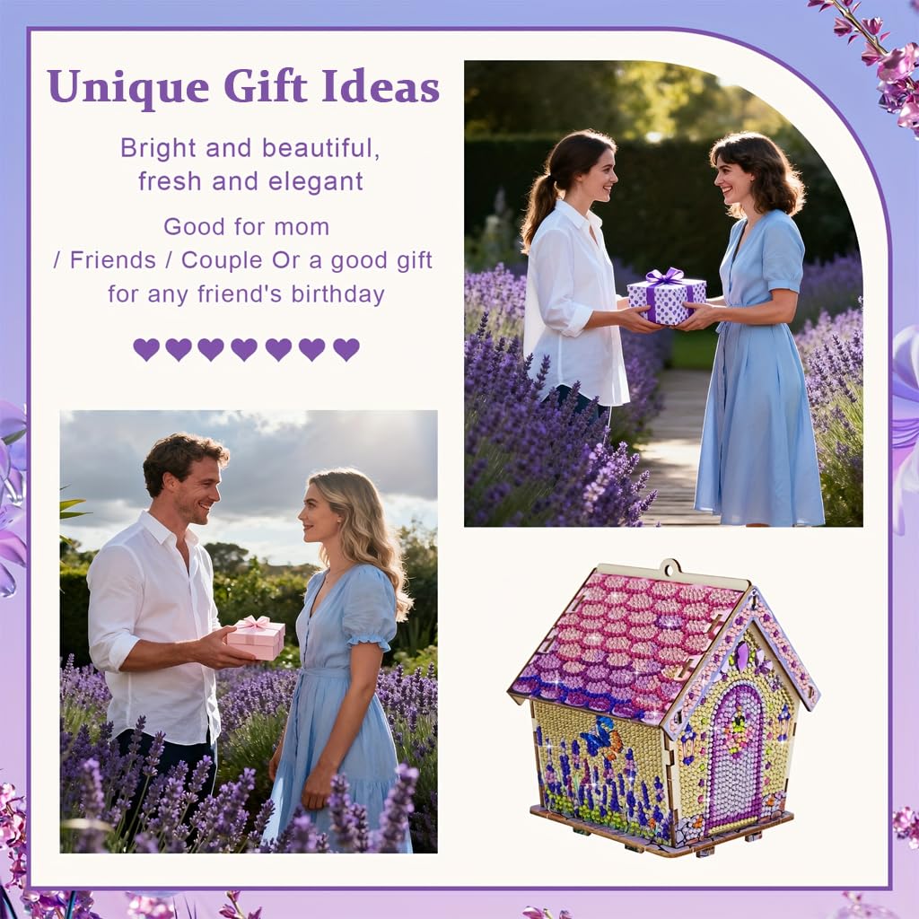 HASTHIP Diamond Painting Cabin Model DIY Wood and Crystal Mosaic House Kit for Home Display