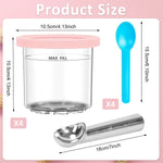 HASTHIP® 4Pcs 16Oz Ice Cream Tubs Compatible with Ninja CREAMi Ice Cream Maker NC300, NC299AM Ice Cream Tubs Ice Cream Pints with Lids for Ninja Ice Cream Maker, with 4 Color Spoons & Ice Cream Scoop