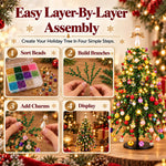 HASTHIP DIY Beaded Christmas Tree Kit with Metal Frame, Angel Topper and Colorful Beads