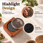 HASTHIP Walnut Wood Incense Burner for Sticks, Coils and Cones with Removable Ash-Collecting Base