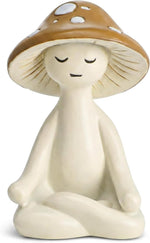HASTHIP Meditation Mushroom Figurine in White Resin, Compact Yoga Pose Decor for Home and Terrariums