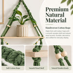 HASTHIP Boho Wall-Mounted Storage Shelf with Green Leaf Weaving, Tassel Trim and Wood Platform