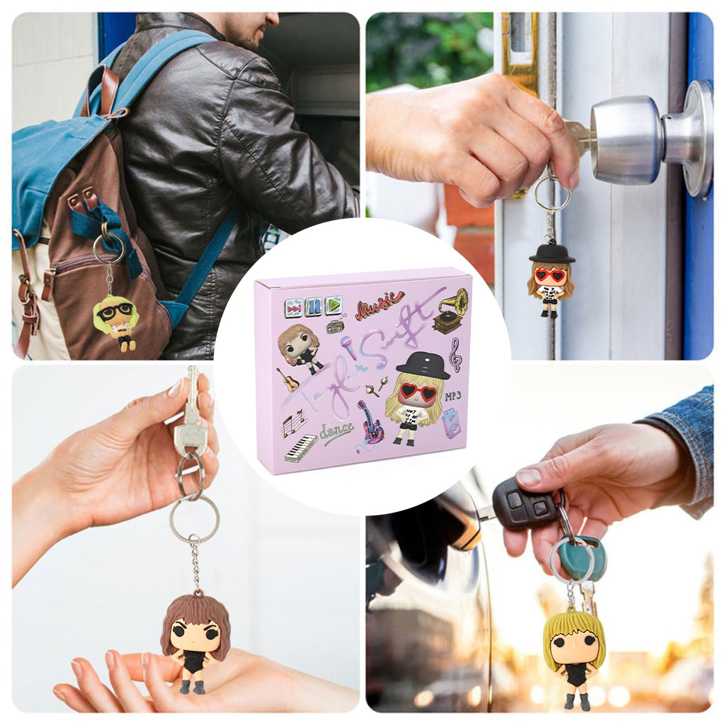 HASTHIP® Taylor Swi*t Keychains MerchandiseSet of 4pcs Music Star Taylor Keychain, Cute Cartoon Taylor Merch for Girls Women, Collectible Fans Keychain for Backpack for Birthday Christmas Gift